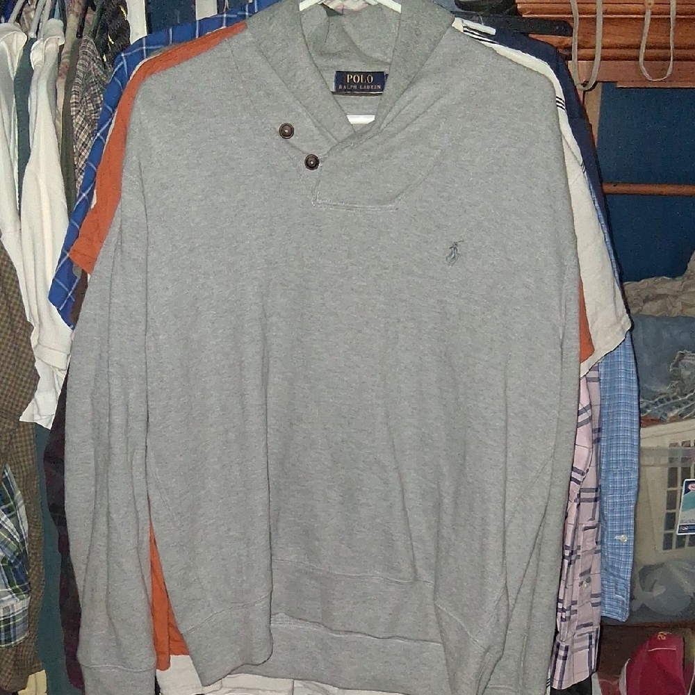 Polo Ralph Lauren Gray Pullover Sweater with Button Accents